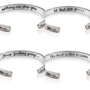 Silver Text Message Cuff Bracelet